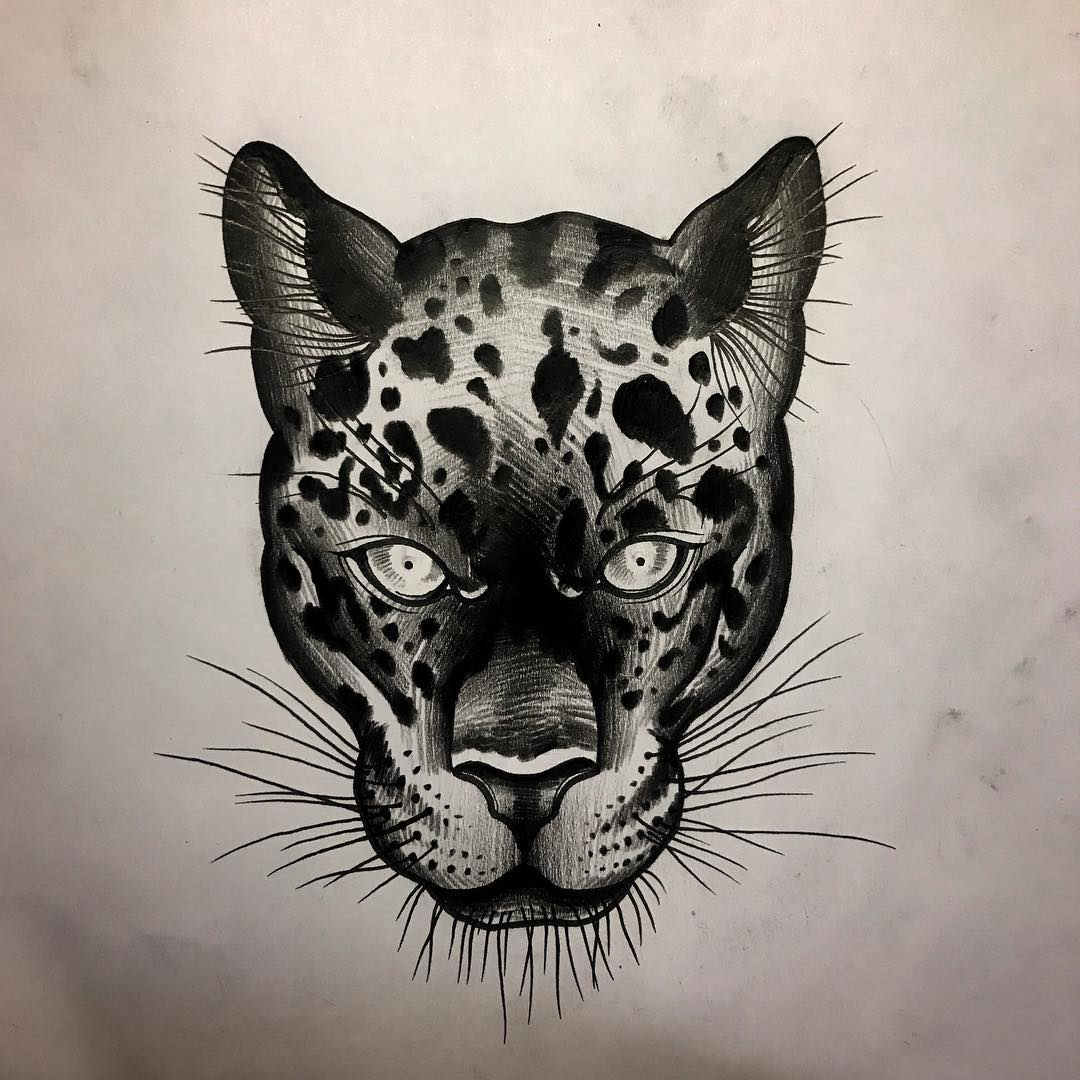 黑灰豹子纹身图案