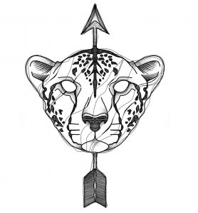 豹子箭羽纹身手稿