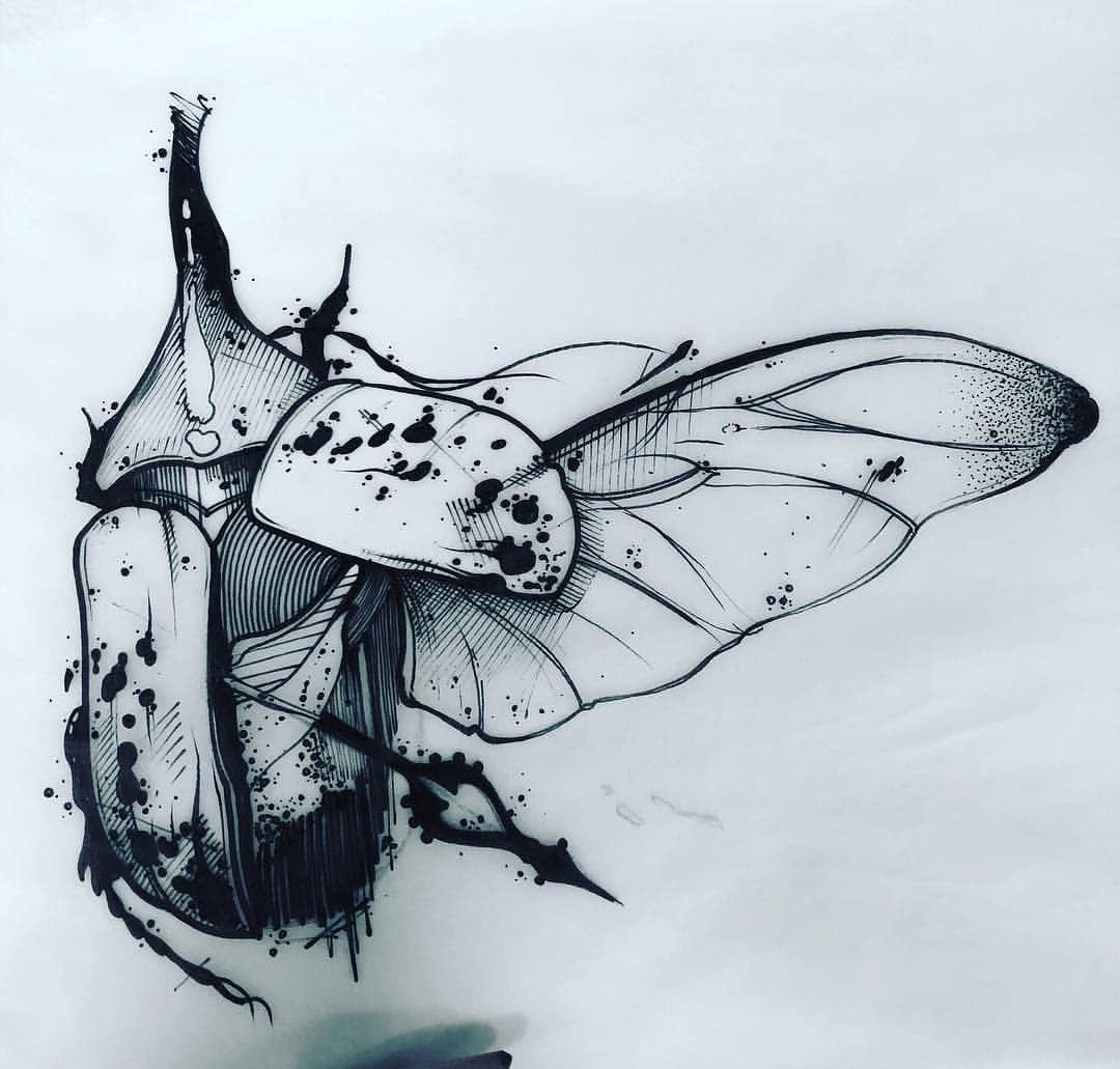甲壳虫纹身手稿